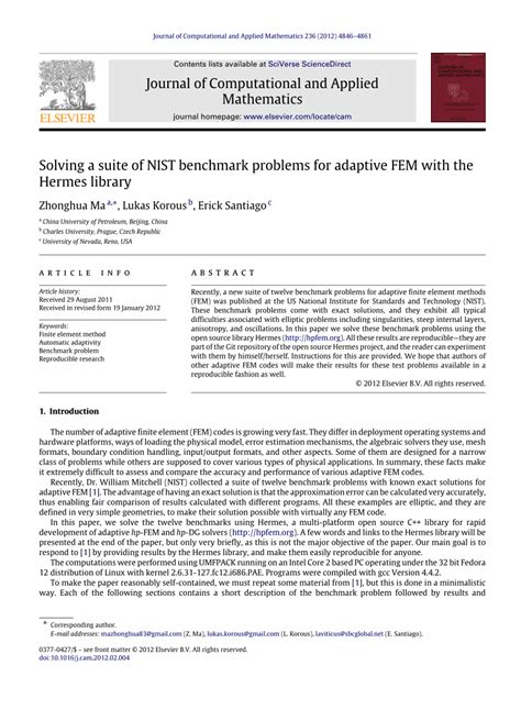 Solving a suite of NIST benchmark problems for adaptive FEM 